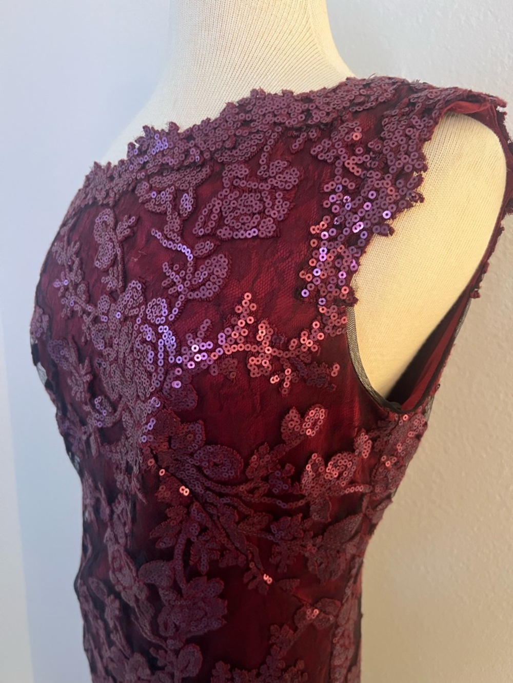 Tadashi Shoji Deep Red Evening Dress - Picture 2 of 6